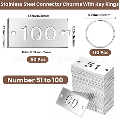1袋 ステンレス製長方形ナンバープレート（2穴）  キーリング付き  数50~100  ステンレス鋼色  30x40x1mm  穴：3mm&nbsp;STAS-SC0021-06