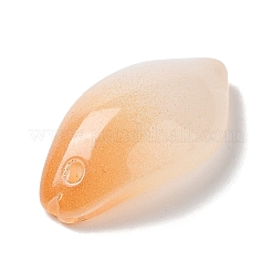 ツートングラスペンダント  大天山  葉のチャーム  ダークオレンジ  19.5x10.5x6mm  穴：1.2mm&nbsp;GLAA-A011-02C