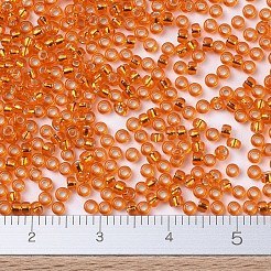 MIYUKIラウンドロカイユビーズ  日本製シードビーズ  (rr9) シルバーラインドタンジェリン  11/0  2x1.3mm  穴：0.8mm  約1100PCS /ボトル  10 G /ボトル&nbsp;SEED-JP0008-RR0009