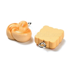 不透明樹脂ペンダント  パンチャーム  プラチナトーンの鉄ループ付き  オレンジ  13~20x7~13x5~8mm  穴：2mm&nbsp;RESI-F057-03