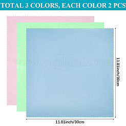 マイクロファイバー楽器パイプクリーニングクロス6枚（3色）  正方形  ミックスカラー  300x285x0.5mm  2個/カラー&nbsp;AJEW-CN0004-27