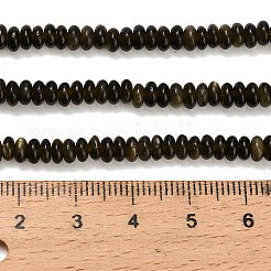 天然石ゴールデンシーンオブシディアンビーズ連売り  ロンデル  4x1.5mm  穴：0.7mm  約155個/連  14.96''（38センチメートル）&nbsp;G-L635-A11-4x2mm-01