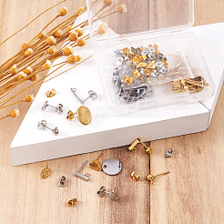 304ステンレススチールスタッドピアス金具  カン付き  混合図形  ミックスカラー  96個/箱&nbsp;STAS-TA0004-38