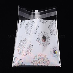 レクタングルセロハンのOPP袋  花柄  ホワイト  13.1x9.9cm  一方的な厚さ：0.035mm  インナー対策：12x10.9のCM  約95~100個/袋&nbsp;OPC-L001-13