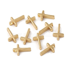 ラックメッキ真鍮チャーム  クロスチャーム  カドミウムフリー＆鉛フリー  長持ちメッキ  18KGP本金メッキ  13x8.5x3mm  穴：2mm&nbsp;KK-G452-27G