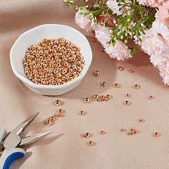 300個 3スタイルラックメッキ真鍮ビーズ  長持ちメッキ  ラウンド  14KGP本金メッキ  3~5x2.5~4mm  穴：1~1.5mm  100個/スタイル&nbsp;KK-BBC0011-14
