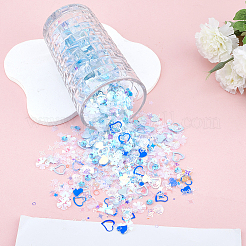 プラスチックスパンコールビーズ 100g  縫製工芸品の装飾  ライトブルー  4~20x4~20x0.3~2mm  穴：0.8~2mm&nbsp;PVC-CP0001-01B