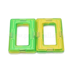 DIYプラスチック磁気ビルディングブロック  3dビルディングブロック建設プレイボード  おもちゃのギフトアクセサリーを作る子供たちのために  長方形  ランダム単色またはランダム混色  64x37x5.5mm&nbsp;DIY-L046-18
