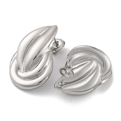 変色しない304ステンレススチール製スタッドピアス（女性用）  ナゲット  ステンレス鋼色  29x20mm&nbsp;EJEW-N054-15P