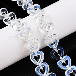 オパールビーズ連売り  中空の心  10x10x3~4mm  穴：1mm  約20個/連  7.48インチ（19cm）&nbsp;G-N342-97