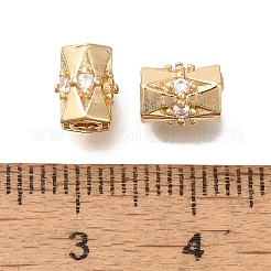真鍮マイクロパヴェキュービックジルコニア  シリンダー  ビーズ  ニッケルフリー  ゴールドカラー  7x5x5mm  穴：1.8mm&nbsp;KK-Q001-07G