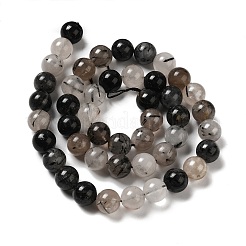 天然石ブラックルチルクォーツビーズ連売り  ラウンド  6~7mm  穴：1mm  約61個/連  15.5インチ&nbsp;G-R446-6mm-37-01