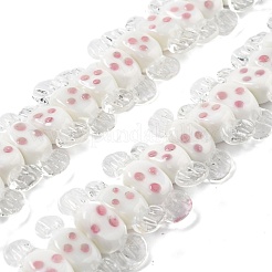 手作りランプワークビーズ  バンピー  スポットのあるキャンディー  ホワイトスモーク  26~29x9x7.5~8mm  穴：1mm&nbsp;LAMP-M010-01A