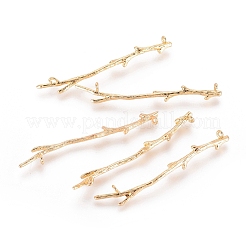 真鍮製コネクター  ブランチ  18KGP本金メッキ  44x5x2mm  穴：1mm&nbsp;X-KK-T014-76G