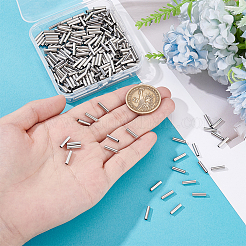 304ステンレススチールチューブビーズ300個  チューブ  ステンレス鋼色  10x2.5mm  穴：2mm&nbsp;STAS-HY0001-83