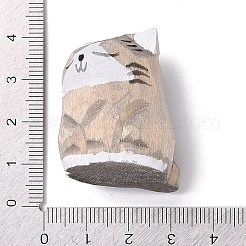 猫の形の木製置物  ホームオフィスの卓上装飾用  淡い茶色  26x31.5x33mm&nbsp;LS-DJEW-G043-01A