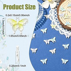 30本5色合金エナメルペンダント  蝶  プラチナ  ミックスカラー  13x16.5x2.5mm  穴：2x1.5mm  6個/カラー&nbsp;ENAM-YW0008-36