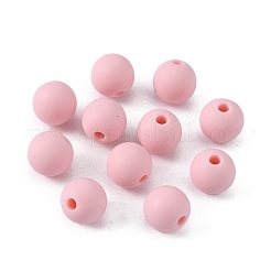 食品グレードの環境に優しいシリコーン焦点ビーズ  ラウンド  ピンク  8.5mm  穴：2mm&nbsp;LS-SIL-WH0013-15A