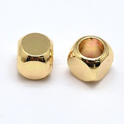 真鍮のキューブビーズ  鉛フリー＆カドミウムフリー  ゴールドカラー  3x3x3mm  穴：1.8mm&nbsp;X-KK-M085-A-07G-NR