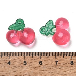 透明なアクリルパーツ  さくらんぼのチャーム  濃いピンク  18.5x19x9.5mm  穴：1.6mm&nbsp;AC-CBA97EB-06B