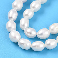 天然養殖淡水パールビーズ連売り  ライス  乳白色  7~9x6~7mm  穴：0.5mm  約22~23個/連  7.09~7.28''（18~18.5センチメートル）&nbsp;PEAR-N012-07W-01