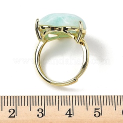 天然ヘミモルファイトの指輪  ハート  ラックメッキ真鍮のパーツ  ゴールドカラー  16.5x18mm  内径：18mm&nbsp;RJEW-Z124-01G