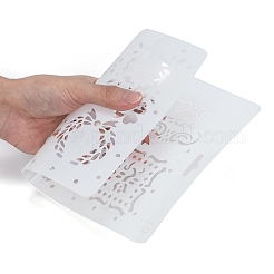 プラスチック再利用可能な描画絵画ステンシル テンプレート  DIY スクラップブック 壁 布 床 家具用  長方形  ホワイト  262x174x0.4mm&nbsp;DIY-F018-B19
