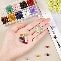 天然および合成の宝石用ビーズ  ラウンド  8mm  穴：1mm  約25~30個 /コンパートメント  梱包箱：13.5x7x3cm&nbsp;G-PH0034-08