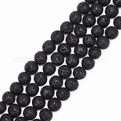 4連売り天然溶岩ラウンドビーズ連売り  8mm  穴：1mm  約47個/連  15.7インチ&nbsp;G-GO0001-02