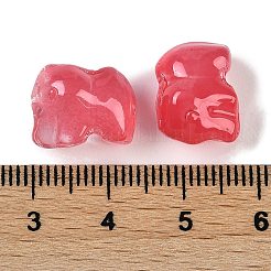 スプレープリントガラスビーズ  象  クリムゾン  11x14x9.5mm  穴：1.2mm&nbsp;GLAA-Z007-04C