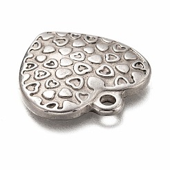 変色しない304ステンレススチールペンダント  ハート  ステンレス鋼色  26.5x25.5x3.5mm  穴：2.5mm&nbsp;STAS-H126-11AS
