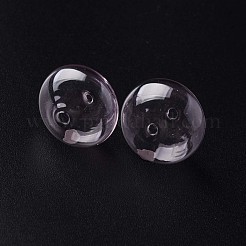 透明な手作り吹きガラスグローブビーズ  縞模様  フラットラウンド  ラベンダーブラッシュ  20~21x13~14mm  穴：1~2mm&nbsp;GLAA-T012-52E
