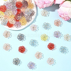100 個のプラスチックビーズ  花  ゴールドライン入り  ミックスカラー  19~19.5x8~8.5mm  穴：2mm&nbsp;KY-YW0002-22