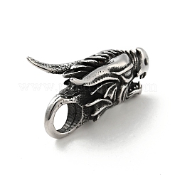 304ステンレスペンダント  ドラゴン  アンティークシルバー  41.5x20x18.5mm  穴：8.5mm&nbsp;STAS-C053-20AS