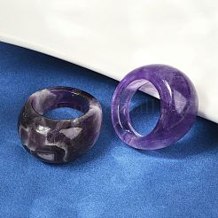 男女兼用の天然アメジスト指輪  15.5mm  内径：18mm&nbsp;RJEW-C128-01A
