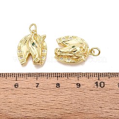 真鍮製マイクロパヴェキュービックジルコニアペンダント  馬のチャーム  18KGP本金メッキ  19.5x15x7.5mm  穴：3mm  丸カン：5x0.8ミリ  3mm内径&nbsp;KK-Q071-04G