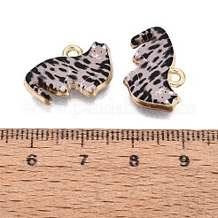 プリント合金ペンダント  ラックめっき  猫の形のチャーム  カドミウムフリー＆ニッケルフリー＆鉛フリー  ゴールドカラー  ブラック  12x18~19x3.5mm  穴：1.8mm&nbsp;PALLOY-SZC0008-02C