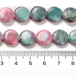 天然ドロマイトビーズ連売り  染め  フラットラウンド  士官候補生ブルー  12x4~4.5mm  穴：1.2mm  約35個/連  16.14インチ（41cm）&nbsp;G-F765-B01-01