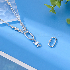 スターリングシルバーのロックカラビナ2個  オーバル  プラチナ  13.5x7.5x2mm  内径：4.5mm&nbsp;STER-PH0007-88P