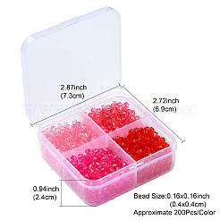 1200個4色透明アクリルビーズ  双円錐形  ミックスカラー  4x4mm  穴：1.2mm  200個/カラー&nbsp;TACR-YW0002-45