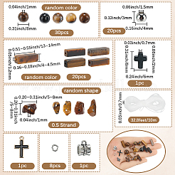 天然タイガーアイビーズを使ったDIYストレッチブレスレットの作り方キット  13~14x4~4.5x4~4.5mm  穴：1.2mm  20pc&nbsp;DIY-SP0003-18