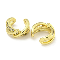 真鍮マイクロペーブクリアキュービックジルコニアカフイヤリング  女性のための  18KGP本金メッキ  14.5x6.5mm&nbsp;EJEW-C104-071G