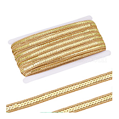 ポリエステルリボン  スパンコールのトリミング  装飾アクセサリー  ゴールド  13x1mm&nbsp;OCOR-WH0070-159C