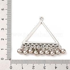 合金のチベット風チャーム  丸いビーズチャーム付きの三角形  アンティークシルバー  40x36x5mm  穴：1.8mm&nbsp;FIND-G098-02AS