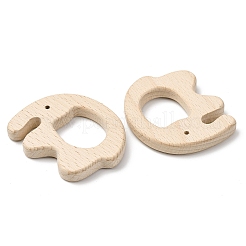 天然ブナ材の連結リング  マクラメ木製リング  象  バリーウッド  56x70x10mm&nbsp;WOOD-I017-07