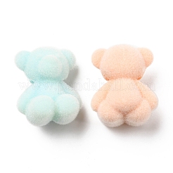 フロッキーアクリルビーズ  クマ  ミックスカラー  18.5x15.5x11.5mm  穴：2.4mm&nbsp;OACR-E020-09