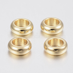 304ステンレススチールスペーサービーズ  ロンデル  ゴールドカラー  5x2mm  穴：3mm&nbsp;X-STAS-H436-17D