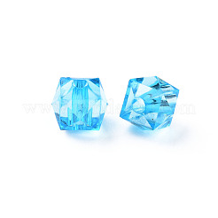透明なアクリルビーズ  多面カット  正方形  ディープスカイブルー  8.5x9.5x9.5mm  穴：2.5mm  約1070個/500g&nbsp;MACR-S373-51B-B01