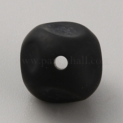 キューブ食品グレードの環境に優しいシリコーンビーズ  ブラック  15x15x15mm  穴：2mm&nbsp;SIL-TAC0003-11L