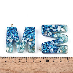 透明エポキシ樹脂ペンダント  ループ付き文字チャーム  文字m  42x42.5x8mm  穴：2mm&nbsp;CRES-YW0002-11M